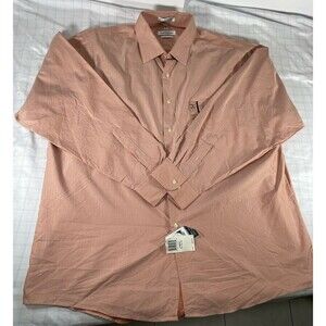 Van Heusen Men's Dress Shirt 18 34/35 Classic Fit Pumpkin Orange Herringbone NWT